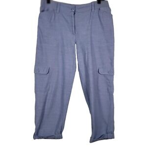 Talbots Pants Womens 6 Blue Cargo Ankle 100% Cotton Casual Travel Capri